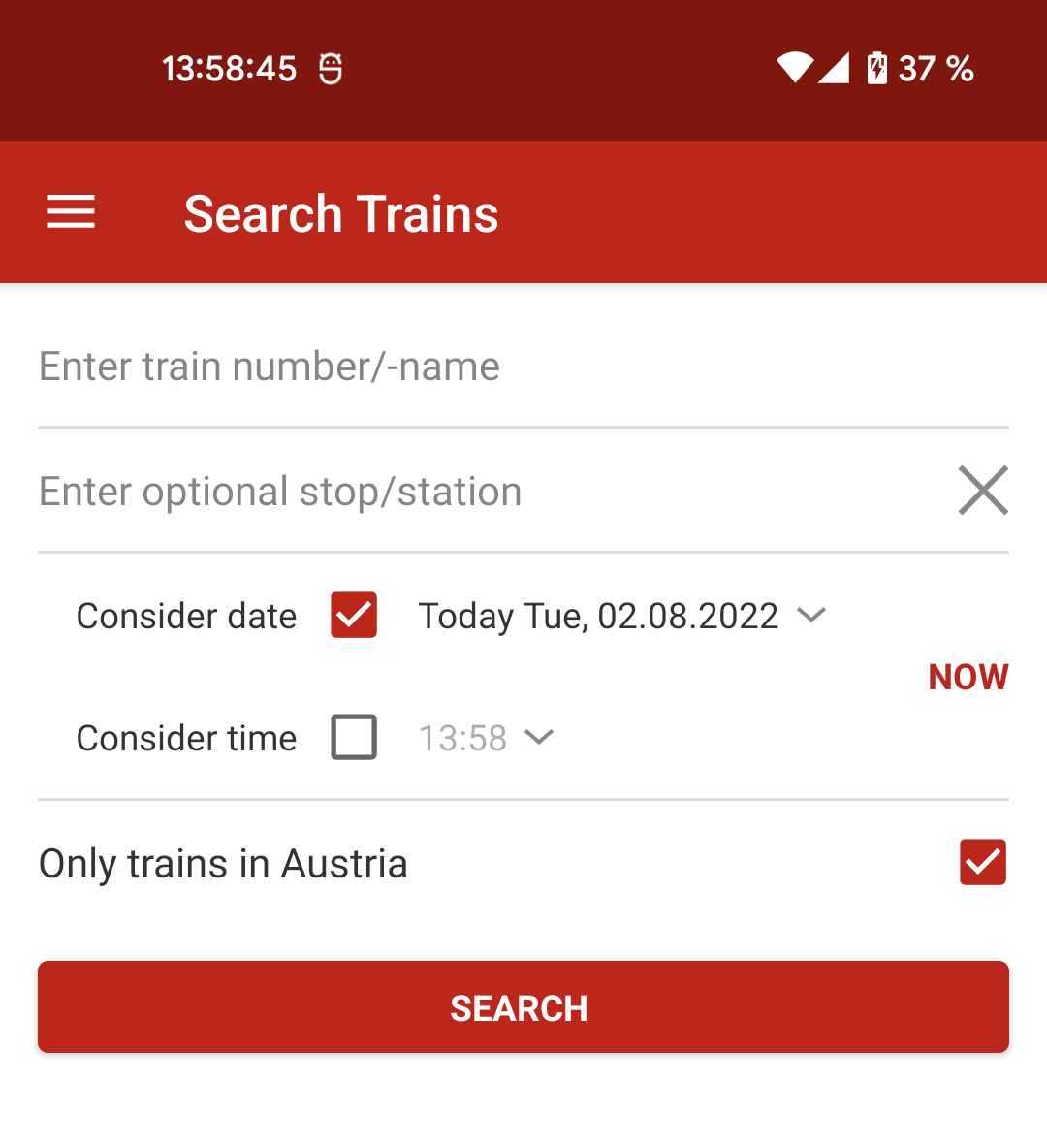 Screenshot of ÖBB Scotty