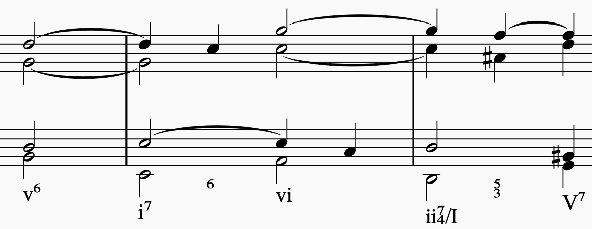 WTC I, Fugue in C# minor, mm. 91 – 93 reduction