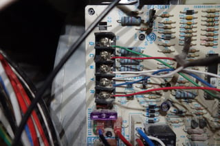 Closeup of the thermostat wire connections