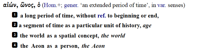 BDAG, p. 33, αἰών