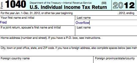 1040 form filled out