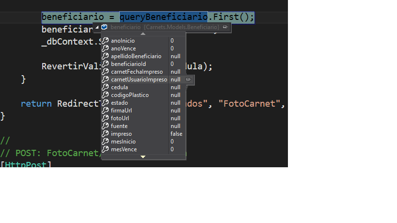 cambiando .First() a .FirstOrDefault()