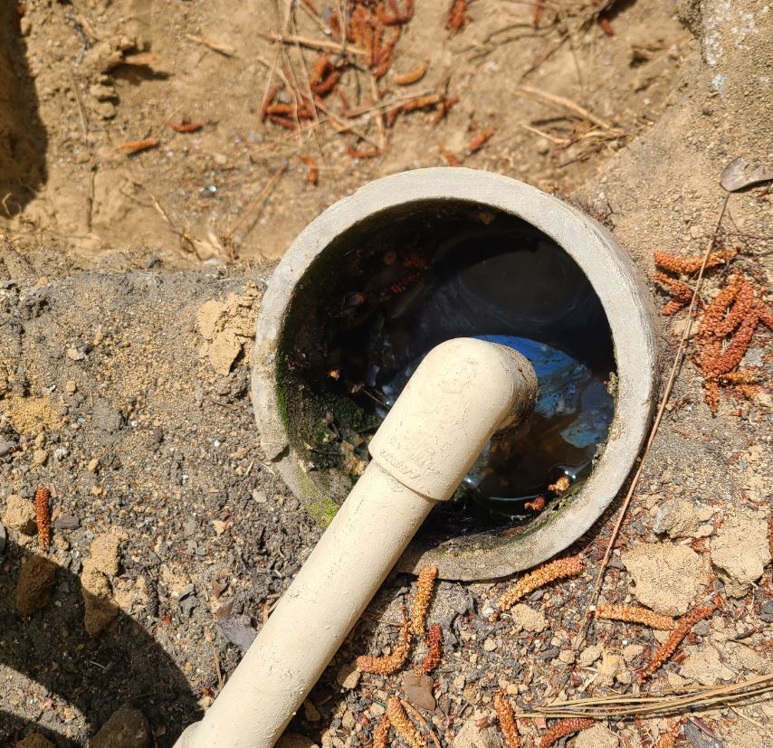 Drain Line and Existing Cement Cylinder with Poor Drainage