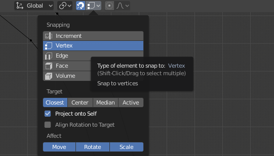 Enable snapping to vertex