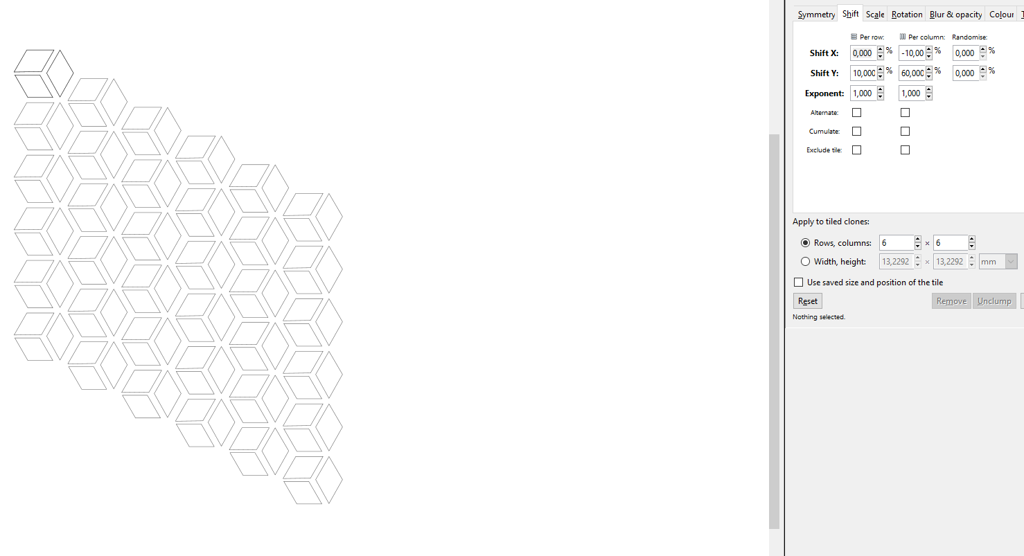 Inkscape screenshot showing tiling setup