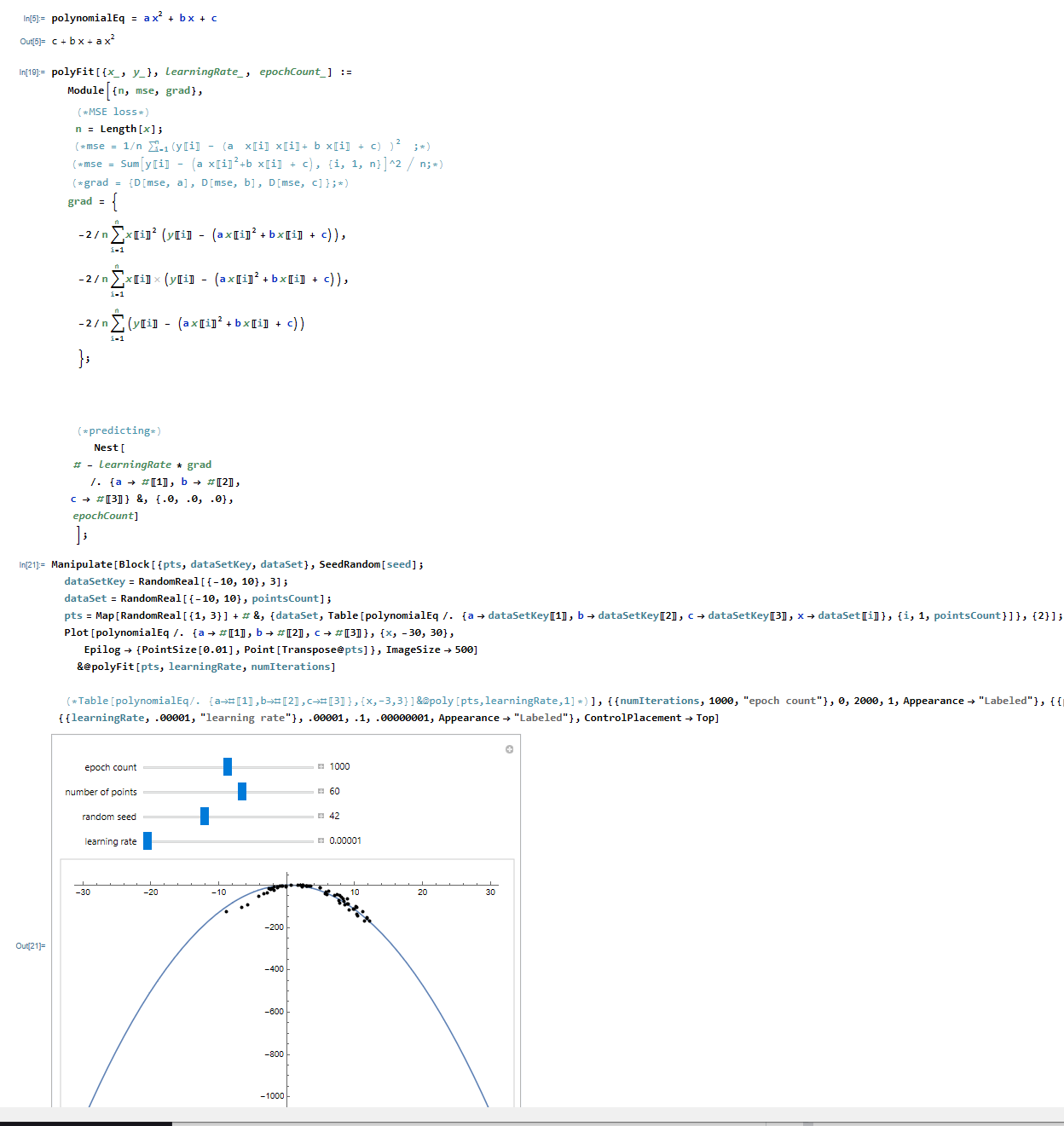 polynomial gradient descent