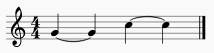 G, C tied quarter notes in 4/4