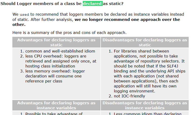 While note exactly "What are the advantages of static logging" but it is close enough to prove the point: