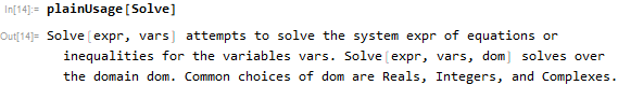 plainUsage[Solve] result