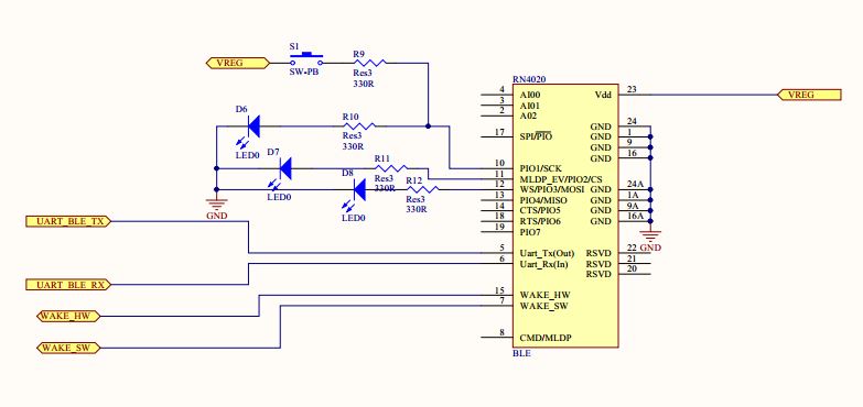 RN4020 Bluetooth Schematic