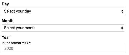 Stacked date field layout