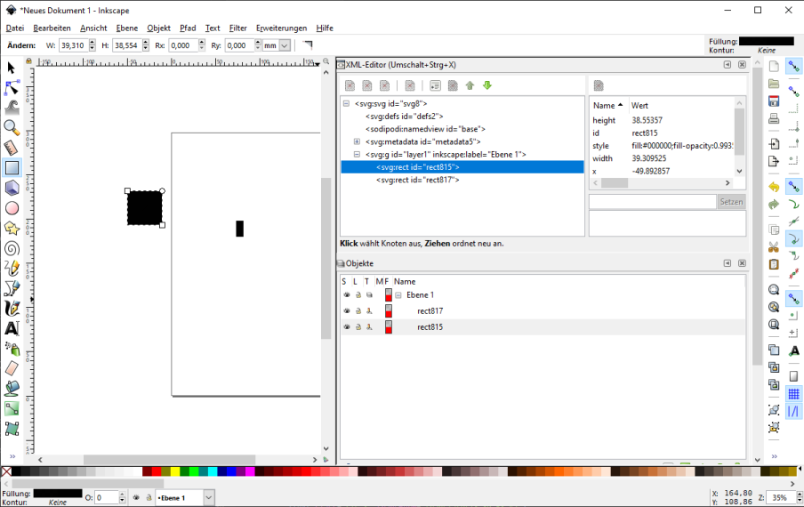 XML Editor in Inkscape