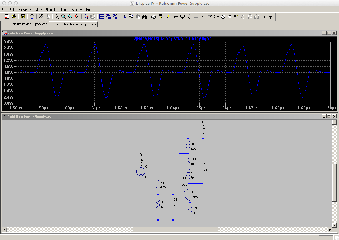 Pic showing the transistor power in LTSpice.