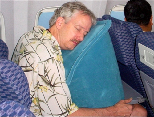 Sleeping upright with a lap pillow