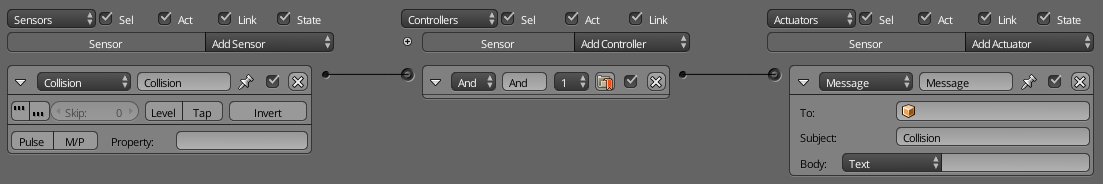 message actuator triggered from a collision sensor