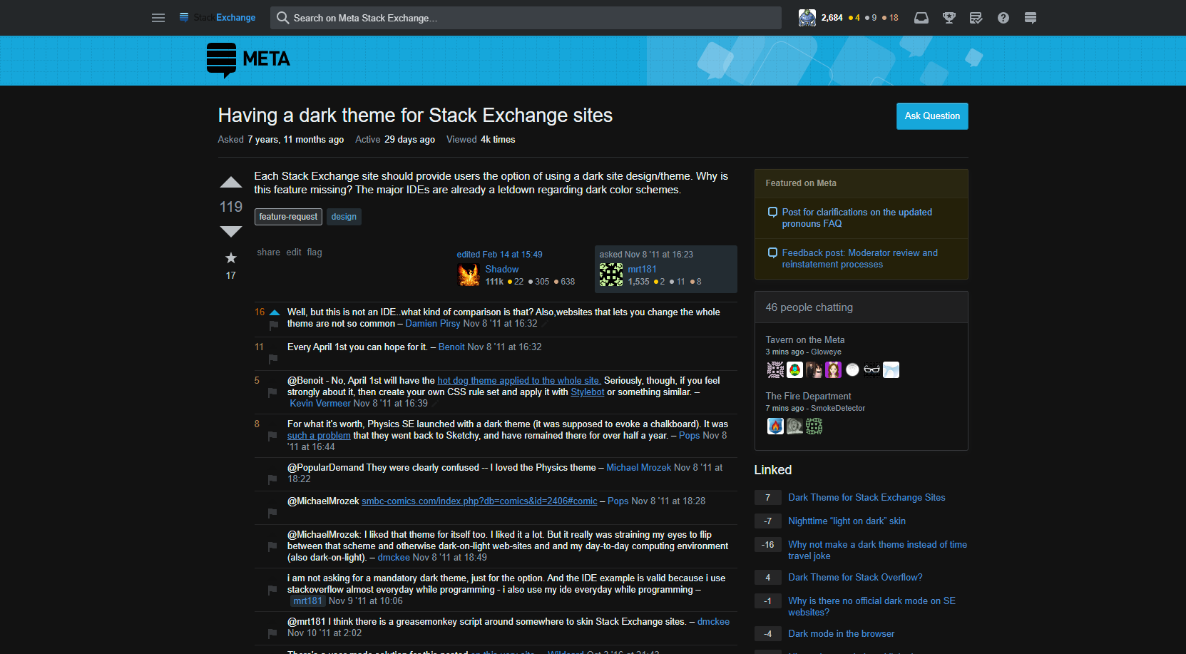 MSE with Google Chrome dark mode