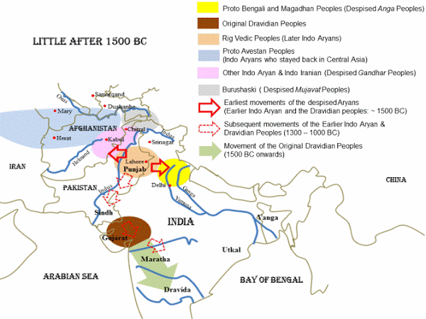 Broader linguistic map after 1500 BCE