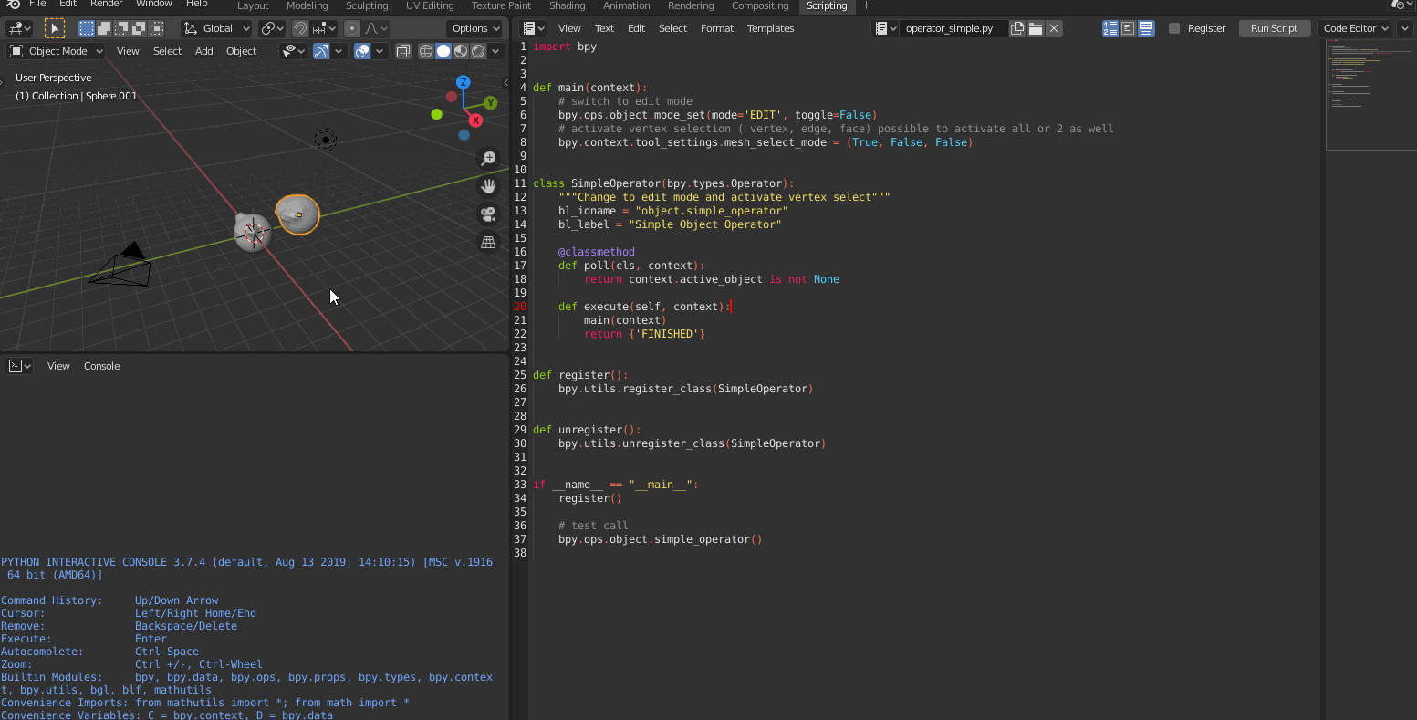 using a script to change object and selection mode