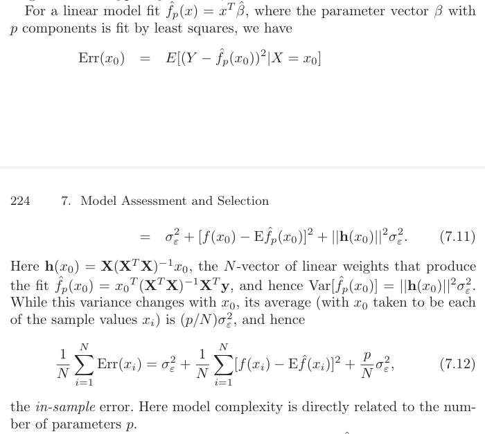 Elements of Statistical Learning, Section 7.3