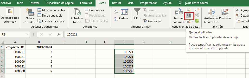 Quitar duplicados