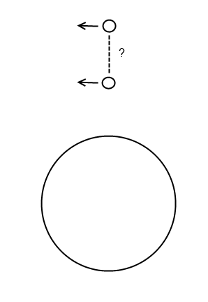 two satellites connected by rope