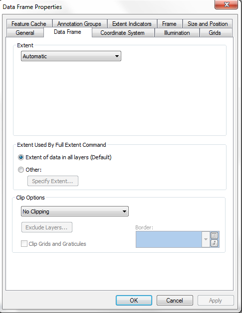 Data Frame Properites Data Frame tab