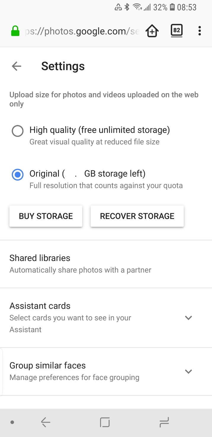 Google Photos Settings