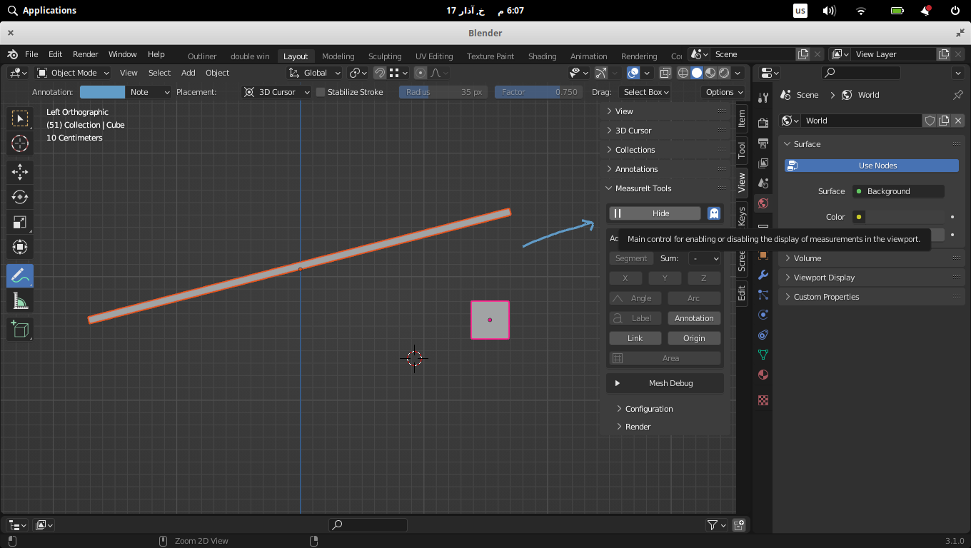 enabling to show the measure in viewport 