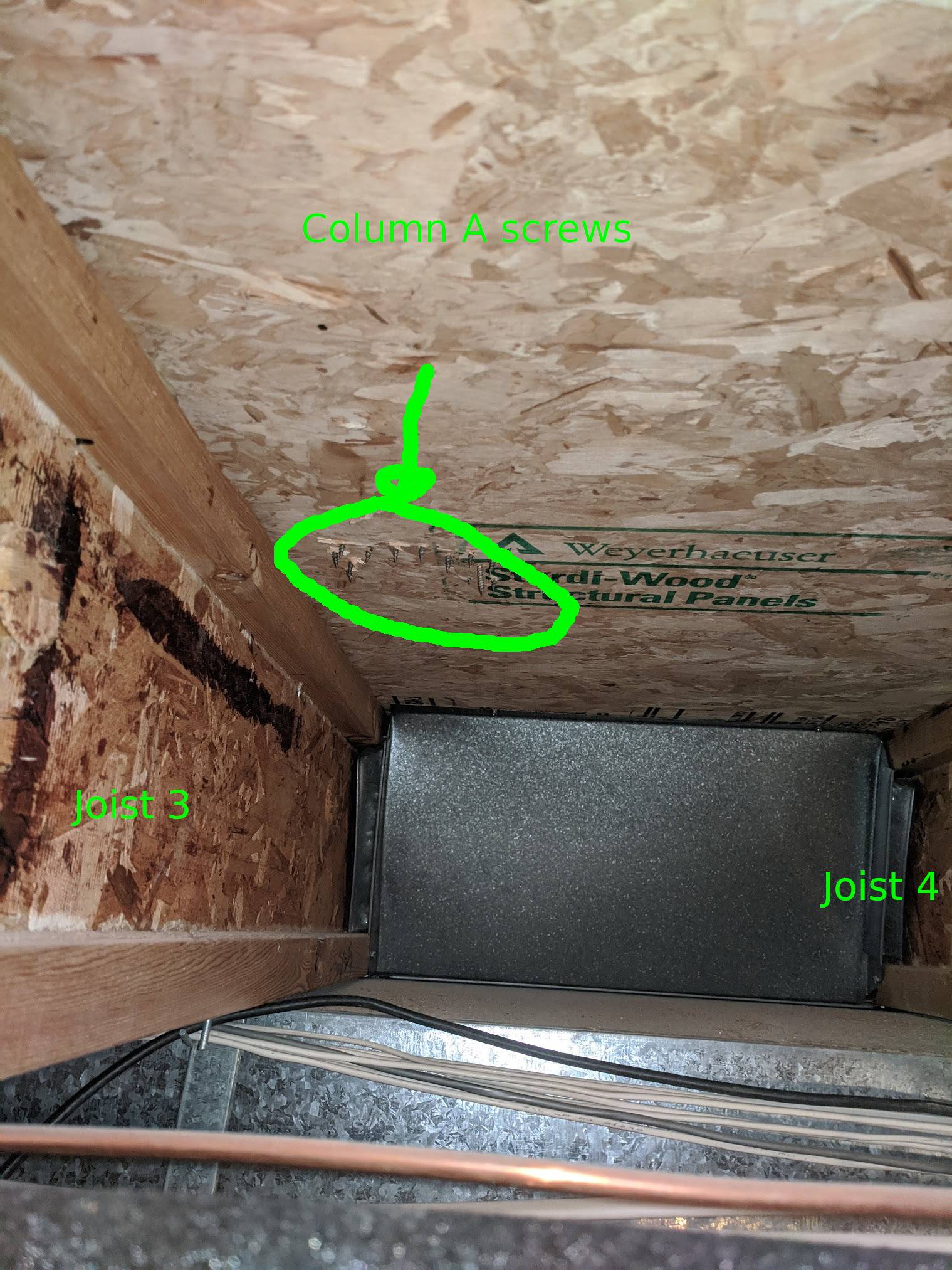 column attachment in crawlspace