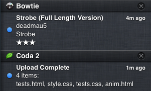 Bowtie / Coda 2 in Notification Center