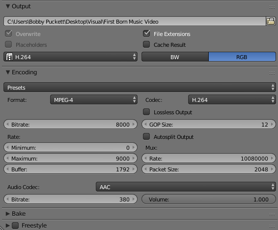 second portion of export settings