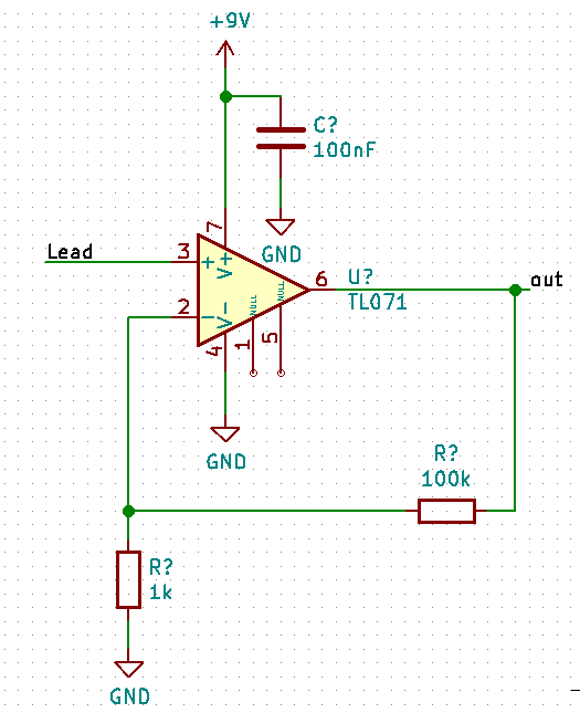 Noninverting amplifier with gain of 101