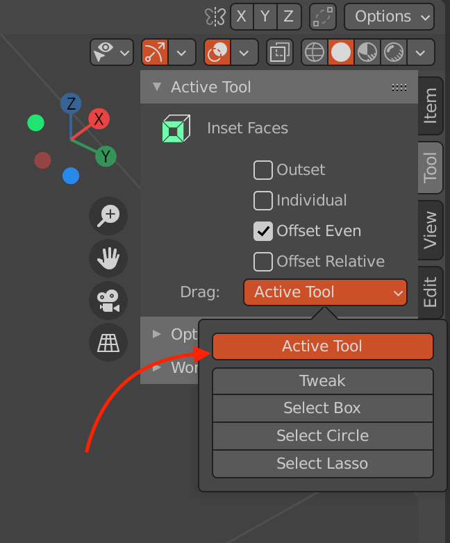 Blender tool modes