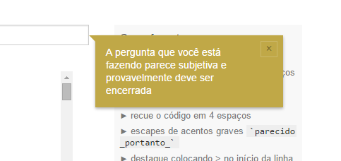 Notificação de pergunta subjetiva