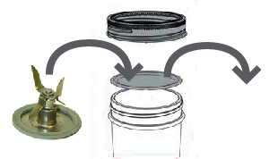 Nesting blades inside "mason" jar