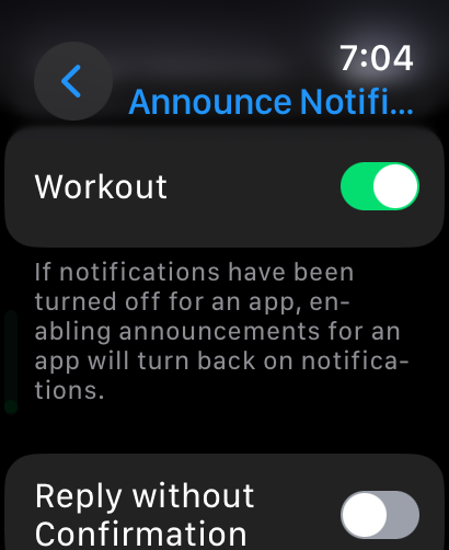 workout app announcement notifications are on