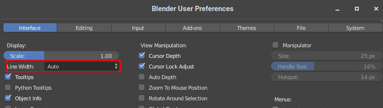 line width setting