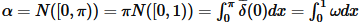 $\alpha=N([0,\pi))=\pi N([0,1))=\int_0^\pi \overline{\delta}(0)dx=\int_0^1 \omega dx$