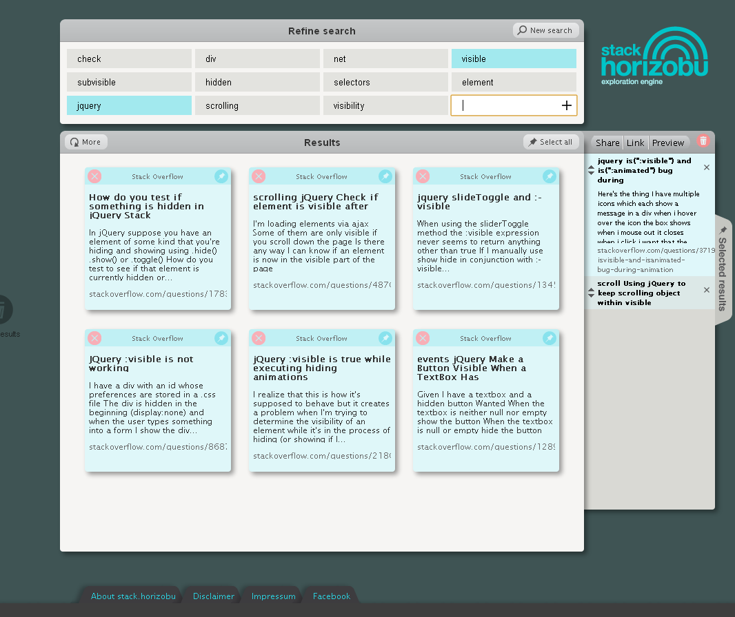 Query on stack.horizobu.com for "jquery visible"