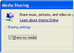 Media Sharing option in WMP11