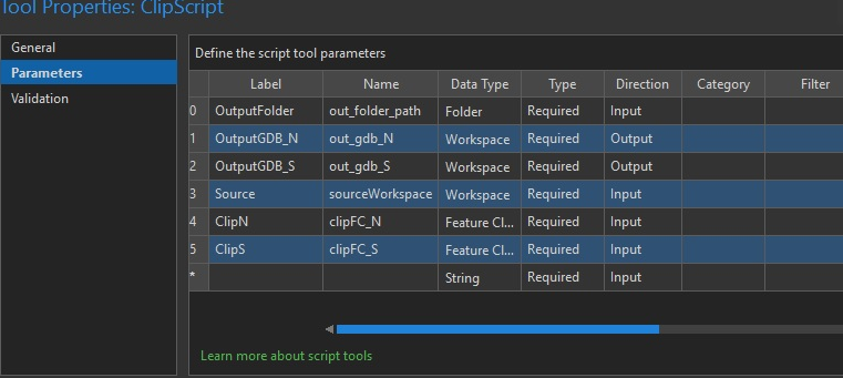 Script Tool Properties