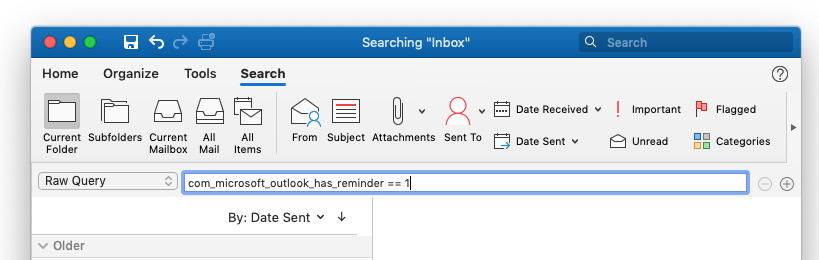 Outlook search using raw query