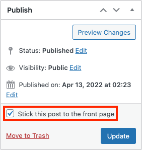 Add sticky option to the custom post type edit page