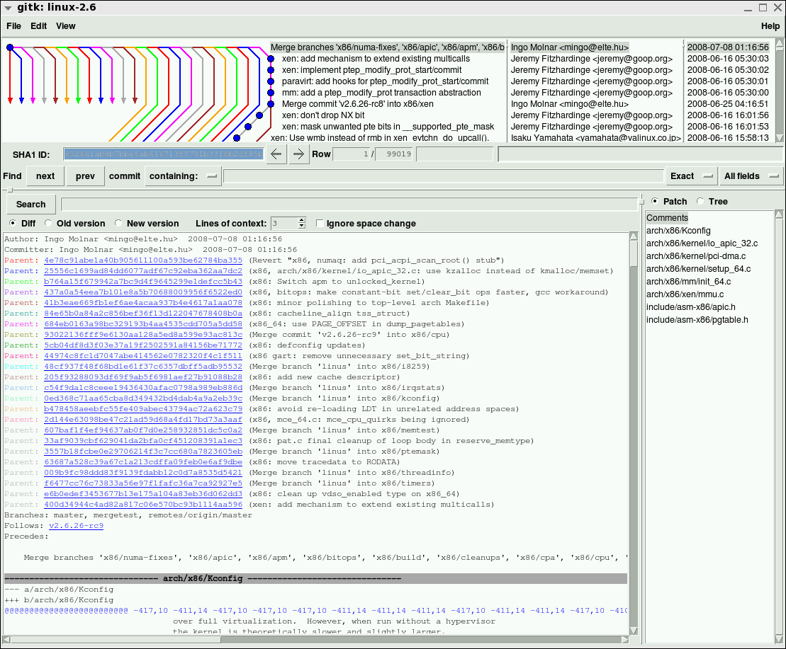 24-way Git octopus merge. The original URL was http://lwn.net/images/ns/kernel/gitk-octopus.png