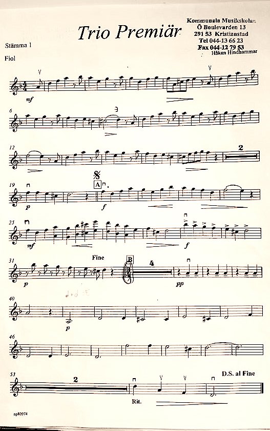 Score of "Trio Premiär"