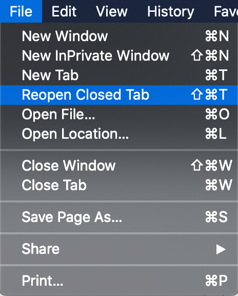 MacOS menu navigation