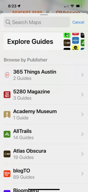 ios screenshot Apple Maps explore guides