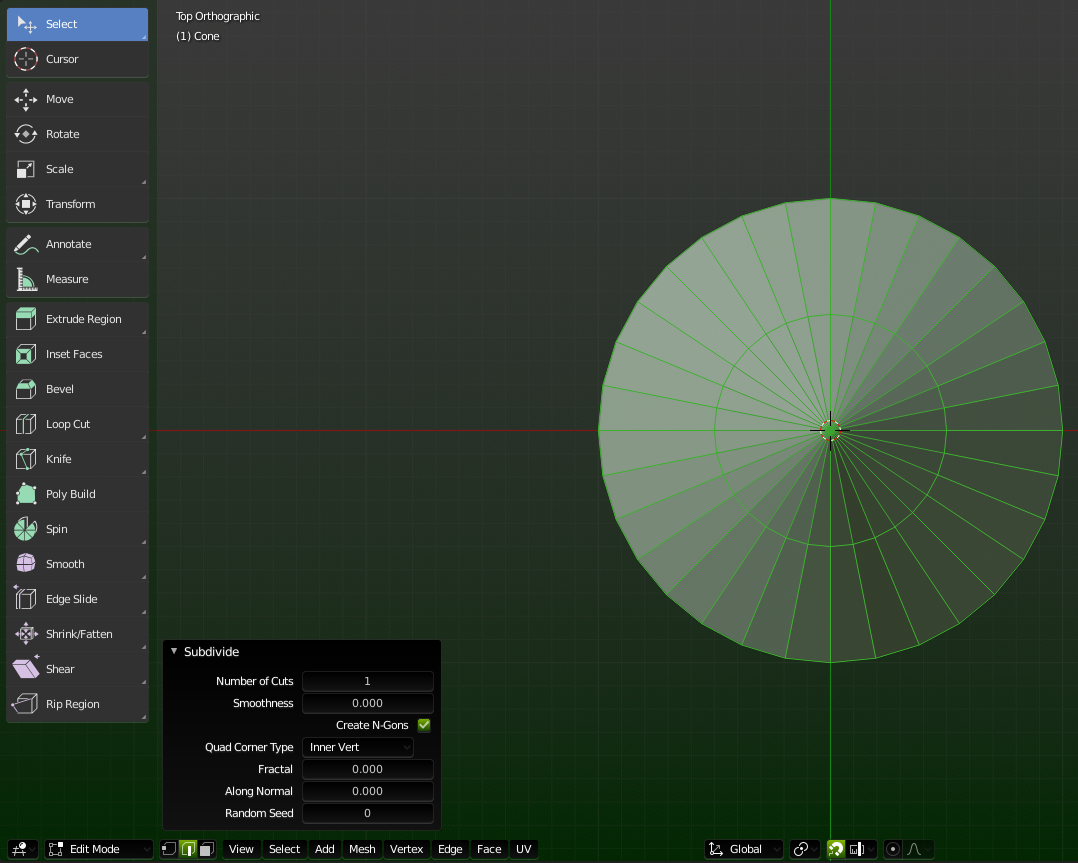 Subdivide Settings