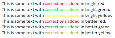 Image of text with better and worse correction coloring.
