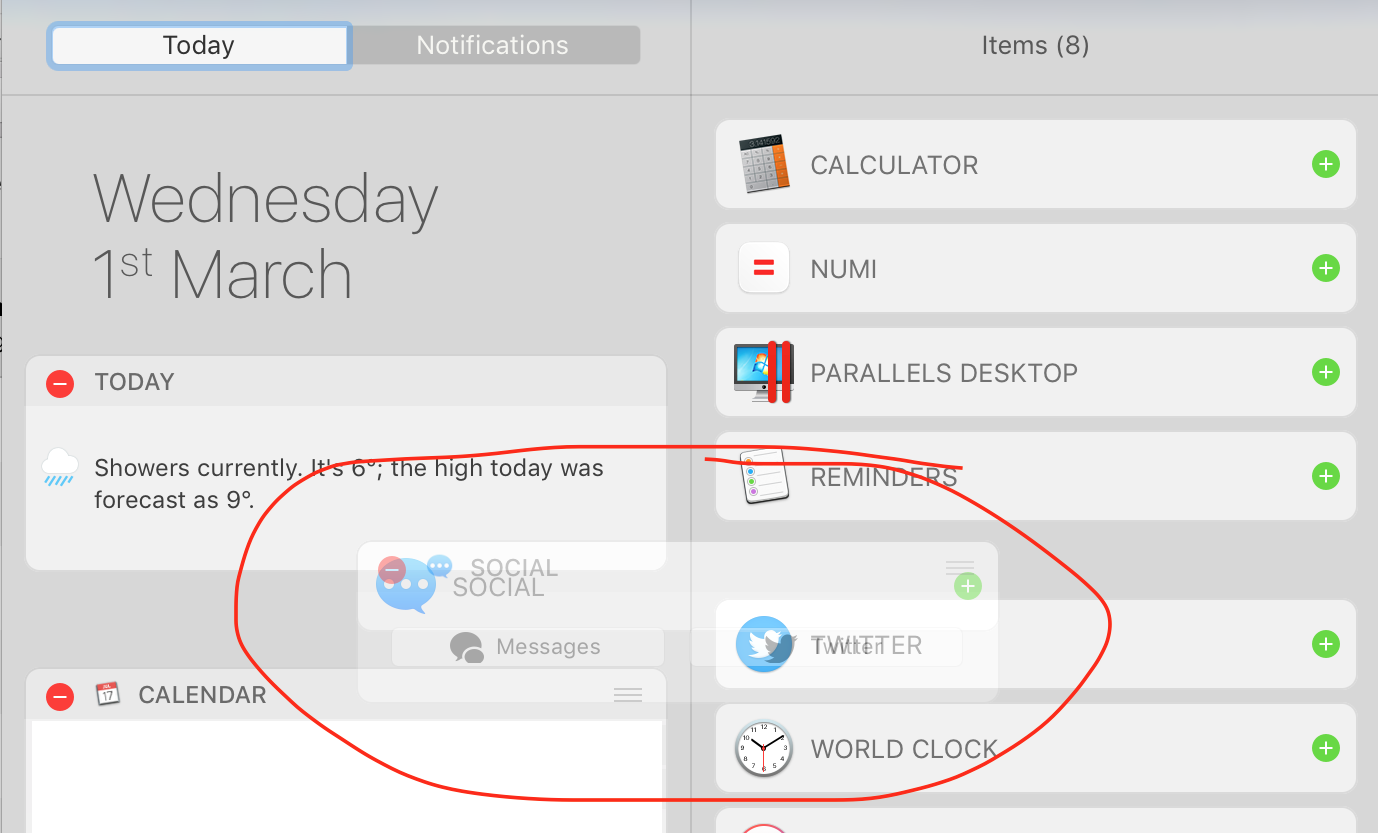 Notification Center Social widget